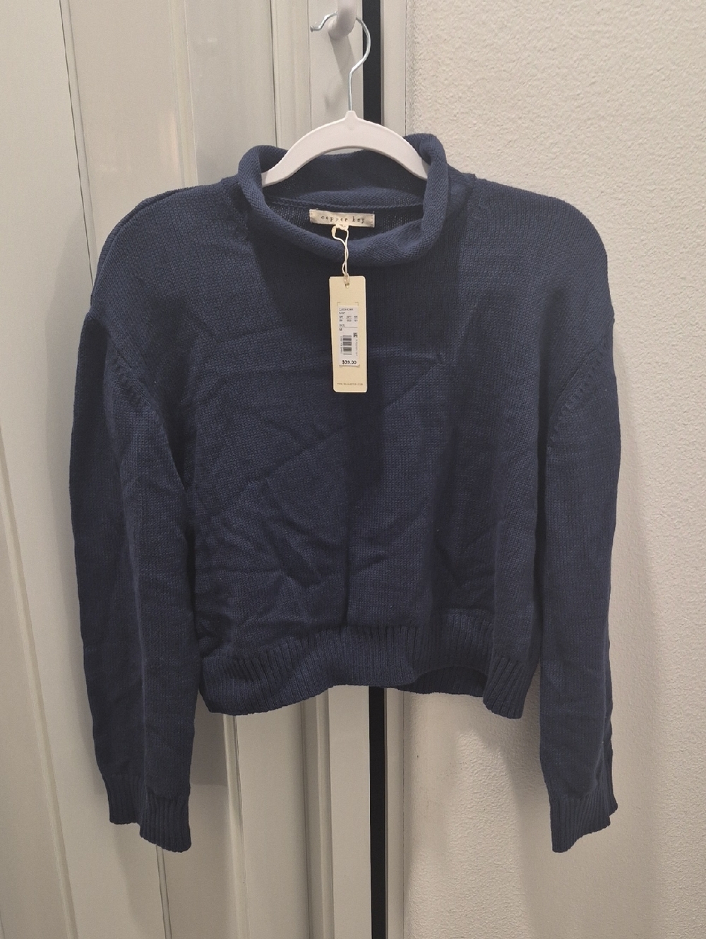Copper Key Navy Blue Cowlneck Sweater